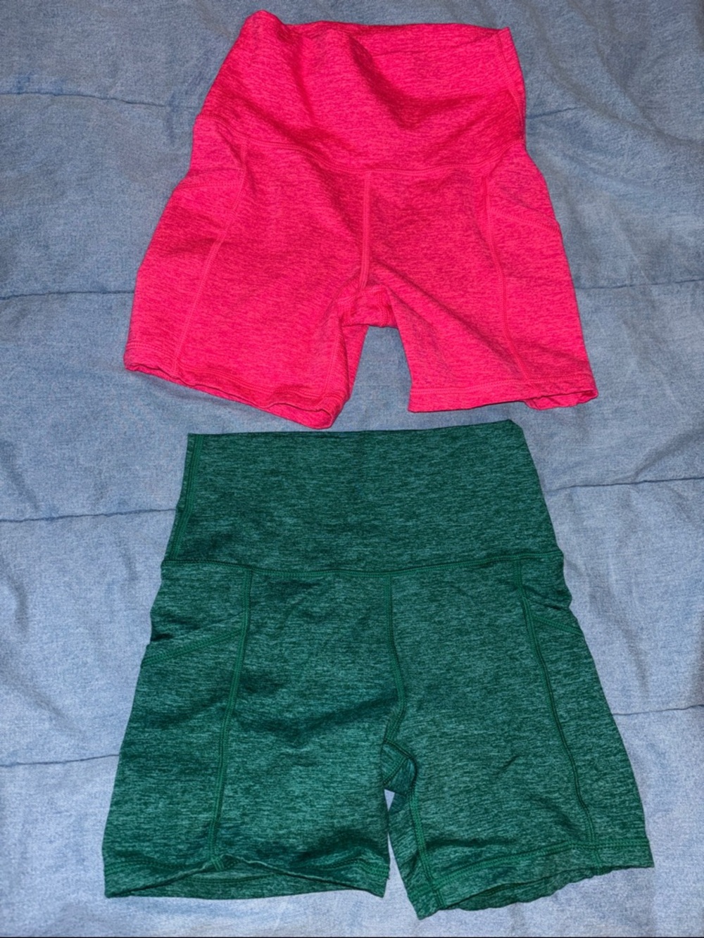 2 OfflineArie High-Waist the hugger Bike Shorts - Pink and Green 5” inseam